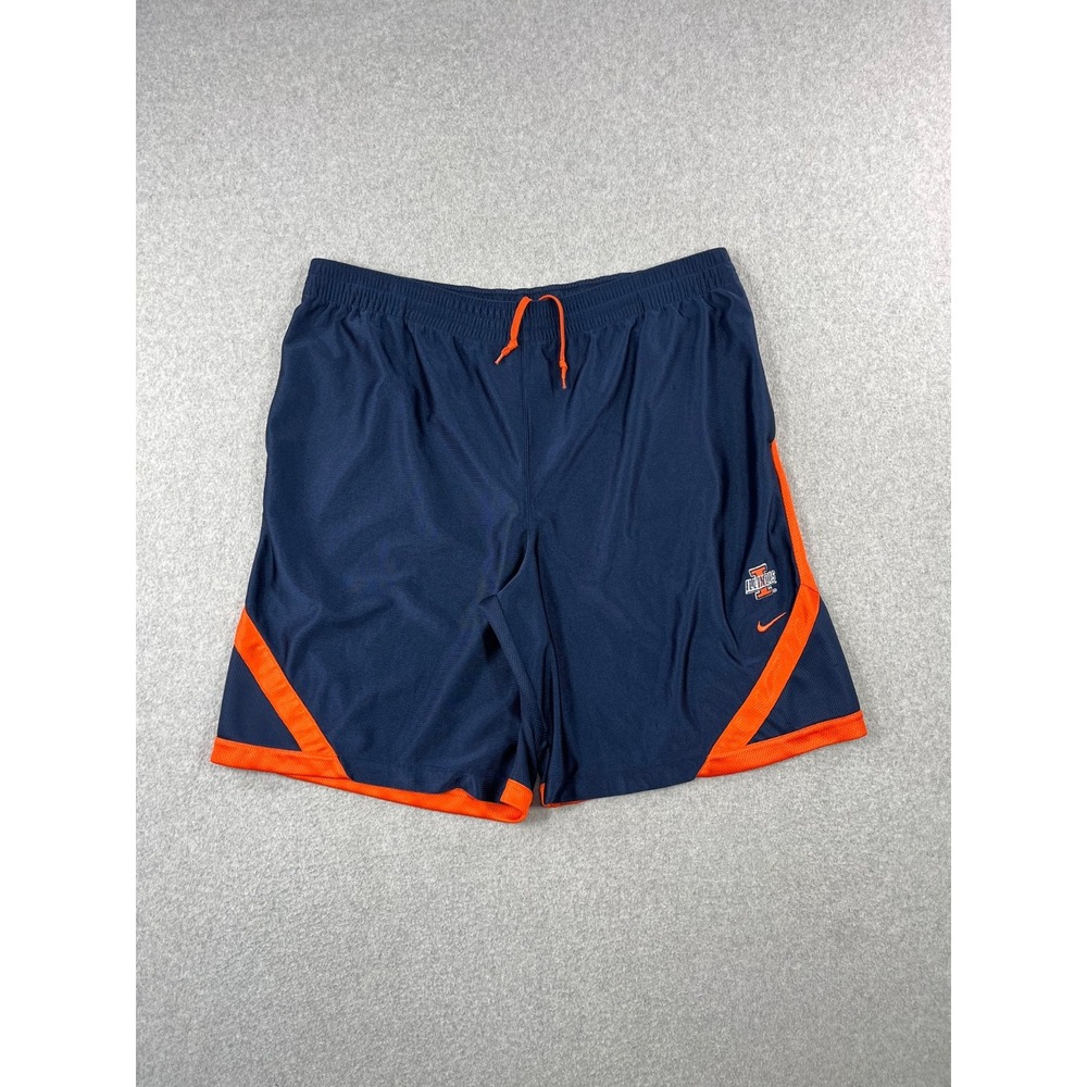 Vintage Illinois Fighting Illini Basketball Shorts Mens M Navy Nike 10" inseam